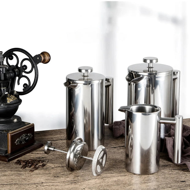 Stainless Steel French Press Coffee Maker – Double Wall Insulated Design