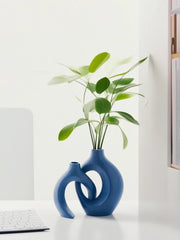 2pcs Nordic Hugging Ceramic Vases Modern Hollow Flower Pots