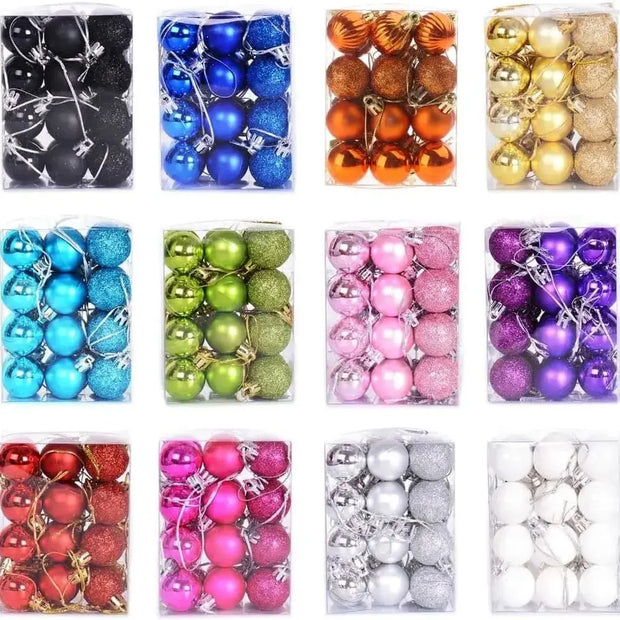24pcs Mini Christmas Tree Hanging Balls