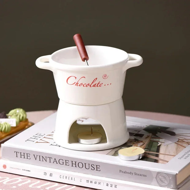 Ceramic Chocolate Fondue Mug with Fork