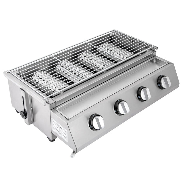 Stainless Steel Smokeless LPG Gas Grill – 4 Burners