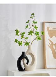 2pcs Nordic Hugging Ceramic Vases Modern Hollow Flower Pots
