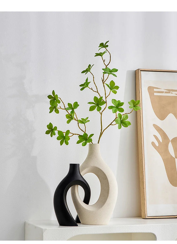2pcs Nordic Hugging Ceramic Vases Modern Hollow Flower Pots