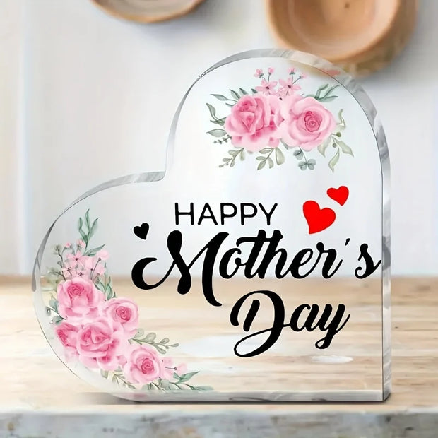 Heart-Shaped Acrylic Plaque for Mom