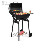 Charcoal BBQ Grill with Adjustable Charcoal Pan & Thermometer