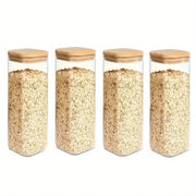 2/4 Pieces, 540Ml/1000Ml Glass Food Storage Jar with Bamboo Lid