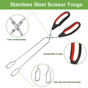 3-Pack Kitchen Scissor Tongs for BBQ & Cooking