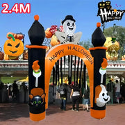 8FT Giant Halloween Inflatable Skeleton Arch with Lights