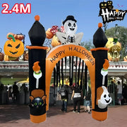 8FT Giant Halloween Inflatable Skeleton Arch with Lights