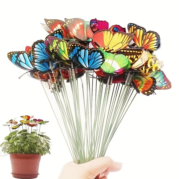 10/20/50pcs 3D Butterfly Garden Yard Decor Stakes