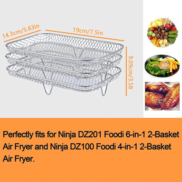 3-Piece Stackable Air Fryer Rack Set
